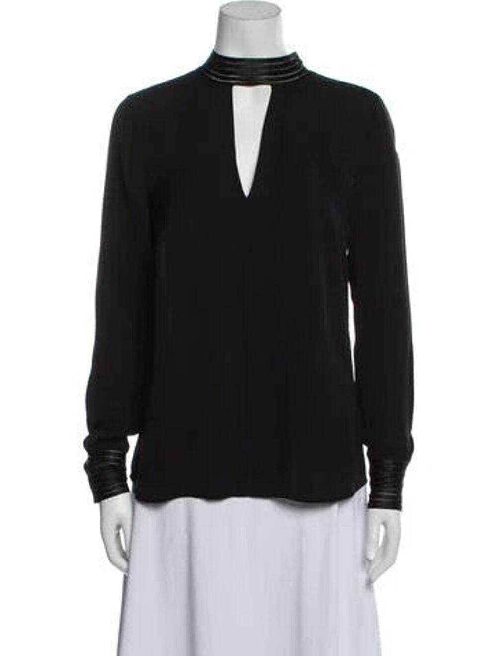 Veronica Beard Silk Mock Neck Long Sleeves Blouse - S